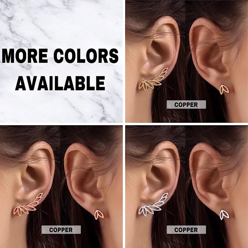 ⚜️[𝟯/$𝟭𝟴]⚜️NEW Floral Asymmetric Climber Stud Earrings Set - Picture 7 of 8
